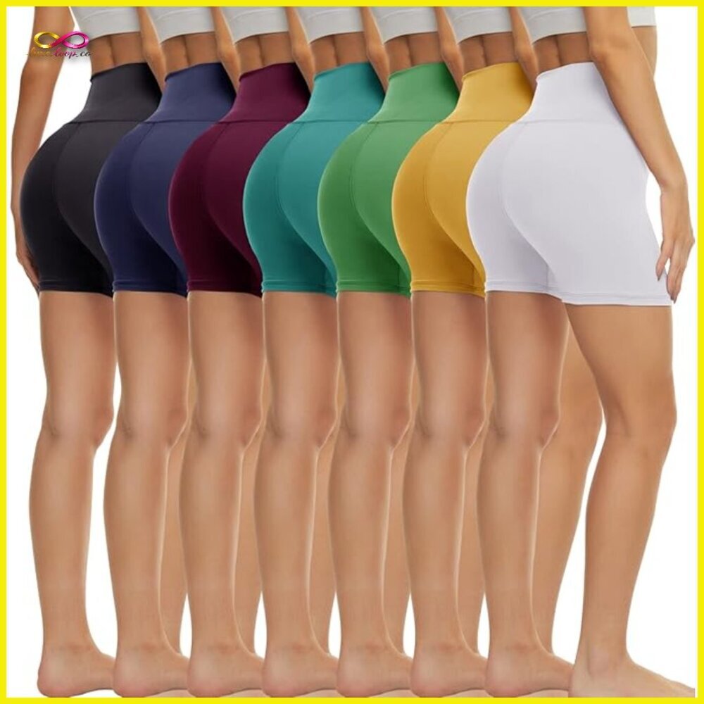 High Waisted Biker Shorts 5'' Inseam Tummy Control Workout Yoga Athletic